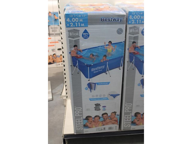 Opzet zwembad met stalen frame bestway steel pro, afm. 400cm x 211cm x 81 cm, incl. filterpomp. - afbeelding 2 van  3
