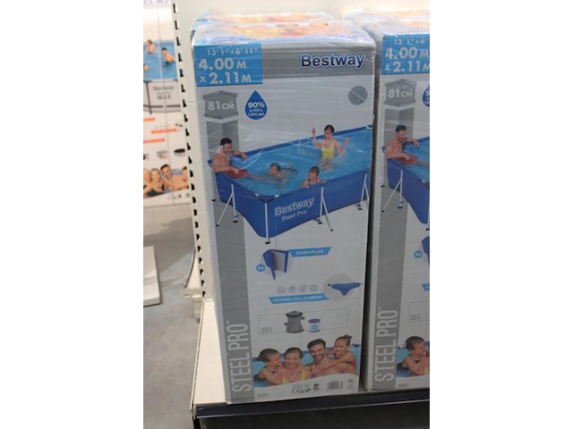 Opzet zwembad met stalen frame bestway steel pro, afm. 400cm x 211cm x 81 cm, incl. filterpomp. - afbeelding 2 van  3