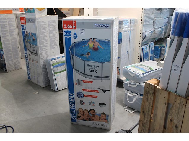 Opzet zwembad met stalen frame bestway steel pro max, doorsnede 366 cm, hoogte 122cm, incl. pomp en trap en... - afbeelding 1 van  3