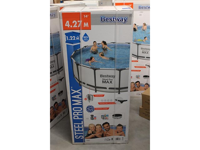 Opzet zwembad met stalen frame bestway steel pro max, doorsnede 427 cm, hoogte 122 cm, incl. pomp en trap e... - afbeelding 2 van  3