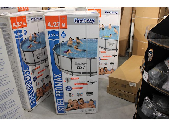 Opzet zwembad met stalen frame bestway steel pro max, doorsnede 427 cm, hoogte 122 cm, incl. pomp en trap e... - afbeelding 1 van  3