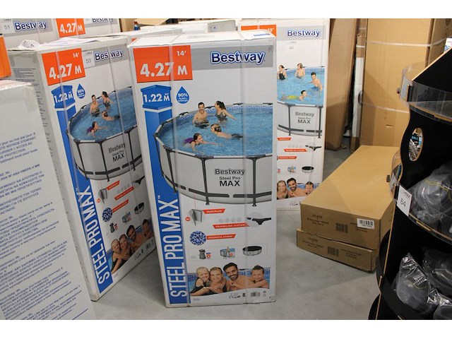 Opzet zwembad met stalen frame bestway steel pro max, doorsnede 427 cm, hoogte 122 cm, incl. pomp en trap e... - afbeelding 1 van  3