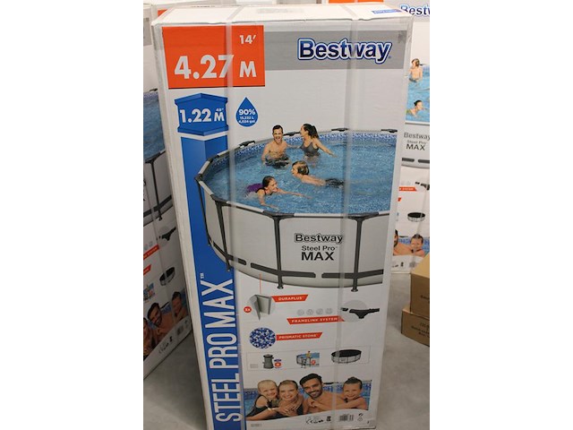 Opzet zwembad met stalen frame bestway steel pro max, doorsnede 427 cm, hoogte 122 cm, incl. pomp en trap e... - afbeelding 2 van  3