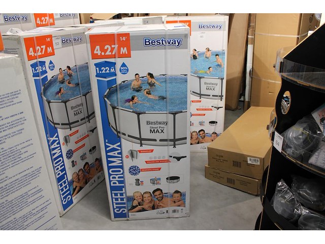 Opzet zwembad met stalen frame bestway steel pro max, doorsnede 427 cm, hoogte 122 cm, incl. pomp en trap e... - afbeelding 1 van  3