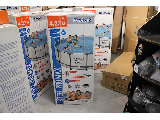 Opzet zwembad met stalen frame bestway steel pro max, doorsnede 427 cm, hoogte 122 cm, incl. pomp en trap e... - afbeelding 1 van  3