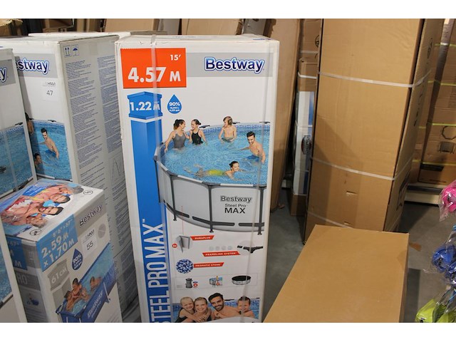 Opzet zwembad met stalen frame bestway steel pro max, doorsnede 457 cm, hoogte 122cm. - afbeelding 1 van  3