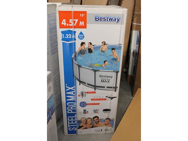 Opzet zwembad met stalen frame bestway steel pro max, doorsnede 457 cm, hoogte 122cm. - afbeelding 2 van  3