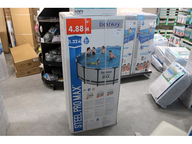 Opzet zwembad met stalen frame bestway steel pro max, doorsnede 488 cm, hoogte 122cm, incl. pomp en trap en... - afbeelding 1 van  3