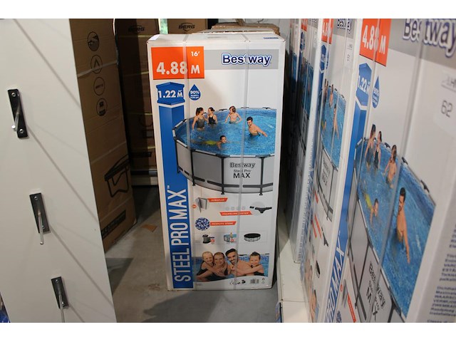 Opzet zwembad met stalen frame bestway steel pro max, doorsnede 488cm, hoogte 122cm, incl. pomp en trap en ... - afbeelding 1 van  3