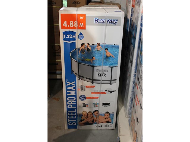 Opzet zwembad met stalen frame bestway steel pro max, doorsnede 488cm, hoogte 122cm, incl. pomp en trap en ... - afbeelding 2 van  3