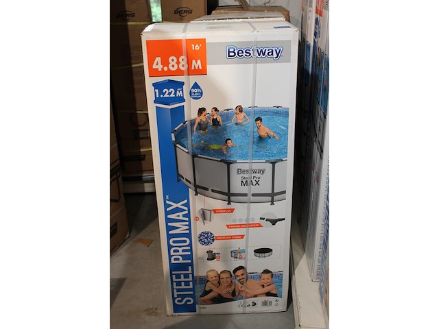 Opzet zwembad met stalen frame bestway steel pro max, doorsnede 488cm, hoogte 122cm, incl. pomp en trap en ... - afbeelding 2 van  3