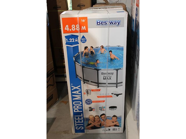 Opzet zwembad met stalen frame bestway steel pro max, doorsnede 488cm, hoogte 122cm, incl. pomp en trap en ... - afbeelding 2 van  3