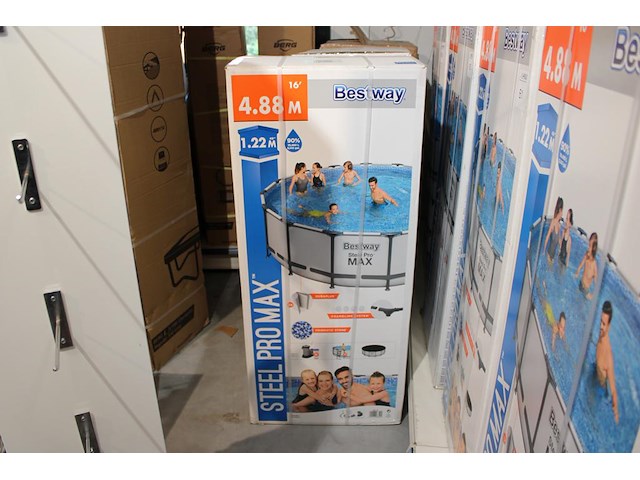 Opzet zwembad met stalen frame bestway steel pro max, doorsnede 488cm, hoogte 122cm, incl. pomp en trap en ... - afbeelding 1 van  3