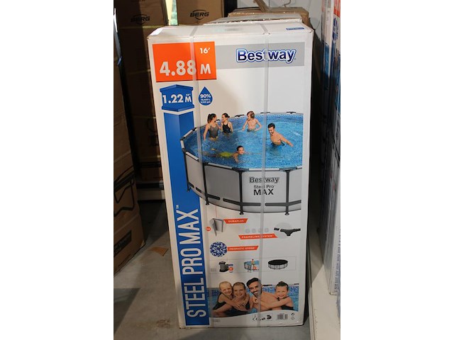 Opzet zwembad met stalen frame bestway steel pro max, doorsnede 488cm, hoogte 122cm, incl. pomp en trap en ... - afbeelding 2 van  3