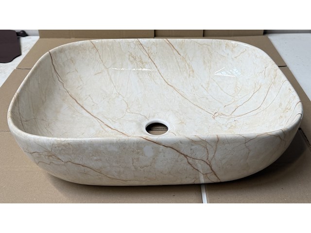 Opzetwastafel marmerlook beige 45,5 cm, beige - afbeelding 2 van  5