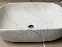 Opzetwastafel marmerlook beige 45,5 cm, beige - afbeelding 2 van  5