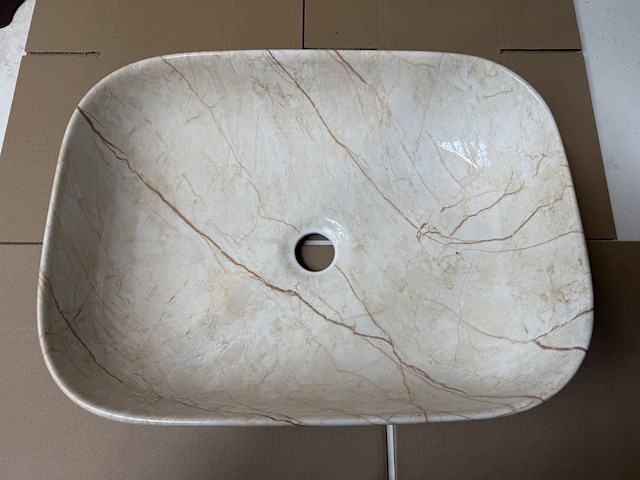Opzetwastafel marmerlook beige 45,5 cm, beige - afbeelding 4 van  5