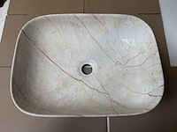Opzetwastafel marmerlook beige 45,5 cm, beige - afbeelding 4 van  5
