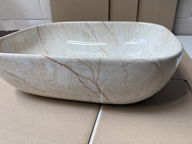 Opzetwastafel marmerlook beige 45,5 cm, beige - afbeelding 5 van  5