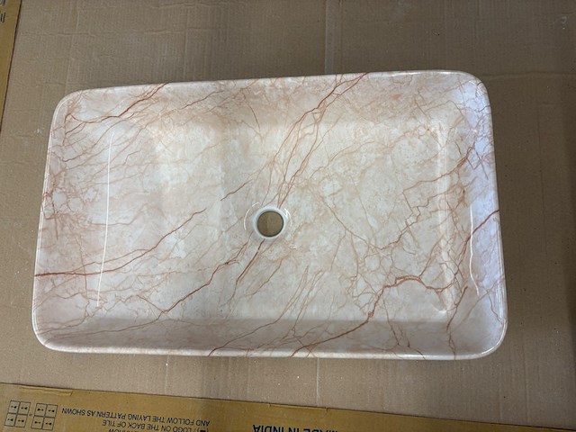 Opzetwastafel marmerlook roze/beige 63cm, roze/beige - afbeelding 1 van  3