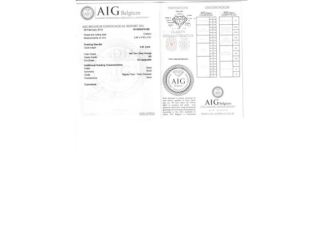 Oranje diamant 0.82 carat gecertificeerd - afbeelding 4 van  4