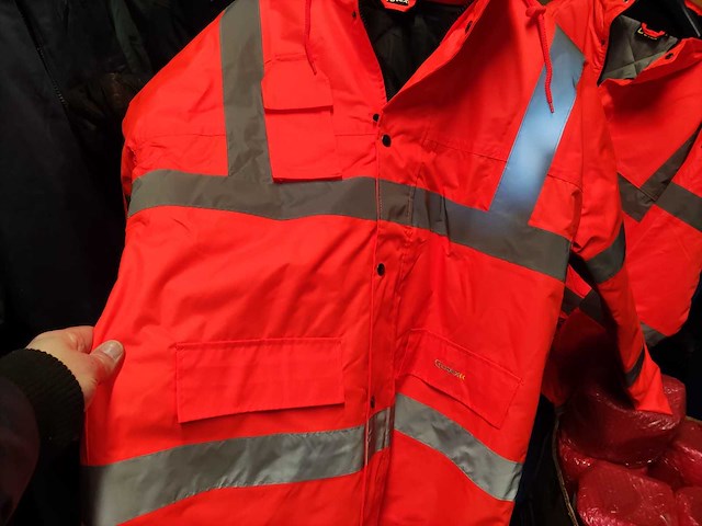 Oranje werkjas met reflectie strepen maat l - afbeelding 2 van  3