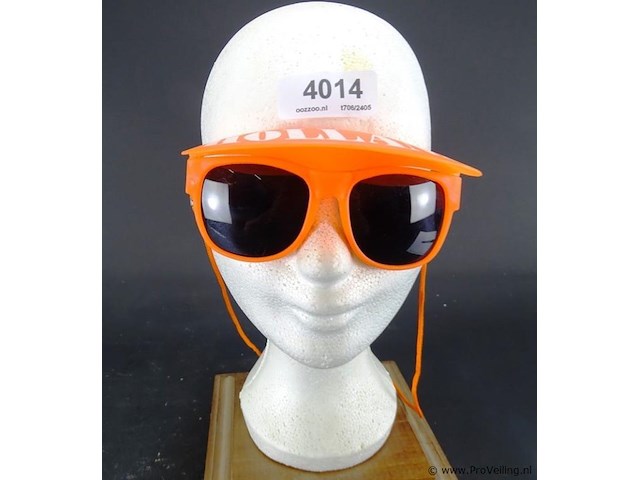 Oranje zonnebril met klep - afbeelding 1 van  3