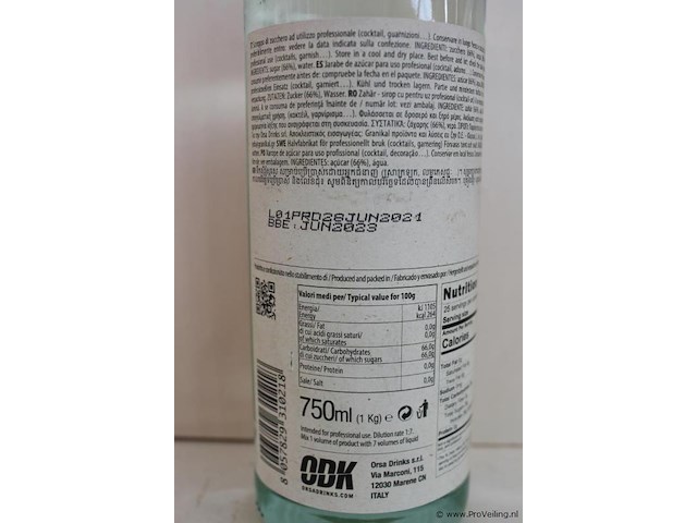 Orasdrinks white sugar zucchero bianco - 75 cl - winkelverkoopprijs € 8.95 - afbeelding 3 van  3