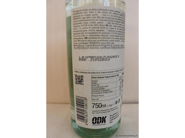 Orasdrinks white sugar zucchero bianco likeur - 75 cl - winkelverkoopprijs € 8.95 - afbeelding 3 van  3