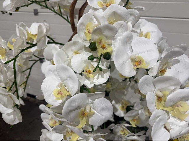 Orchideeën kunstboom met pot - afbeelding 4 van  12
