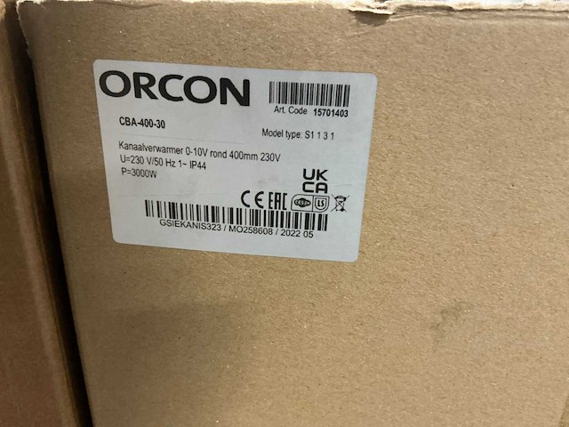 Orcon cba-400-30 kanaalverwarmer (2x) - afbeelding 1 van  3