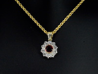 Origineel vintage hanger met robijn en diamanten, excl. ketting - afbeelding 1 van  8