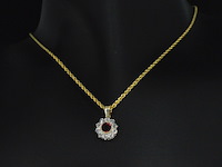 Origineel vintage hanger met robijn en diamanten, excl. ketting - afbeelding 2 van  8