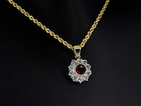 Origineel vintage hanger met robijn en diamanten, excl. ketting - afbeelding 5 van  8