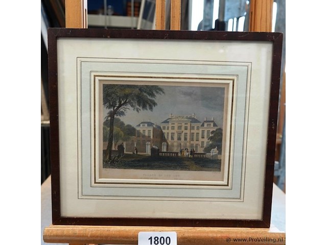 Originele 19de eeuwse staalgravure. paleis het loo - afbeelding 1 van  5