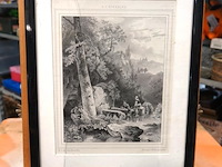 Originele 19e-eeuwse lithografie (steendruk) naar een ontwerp van de beroemde nederlandse romantische landschapschilder barend cornelis koekkoek (1803–1862) - afbeelding 1 van  5