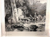 Originele 19e-eeuwse lithografie (steendruk) naar een ontwerp van de beroemde nederlandse romantische landschapschilder barend cornelis koekkoek (1803–1862) - afbeelding 3 van  5