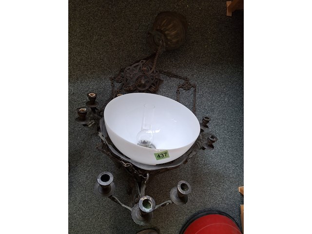 Originele oude zware olie hanglamp, weegt ongeveer 25 kilo - afbeelding 2 van  3