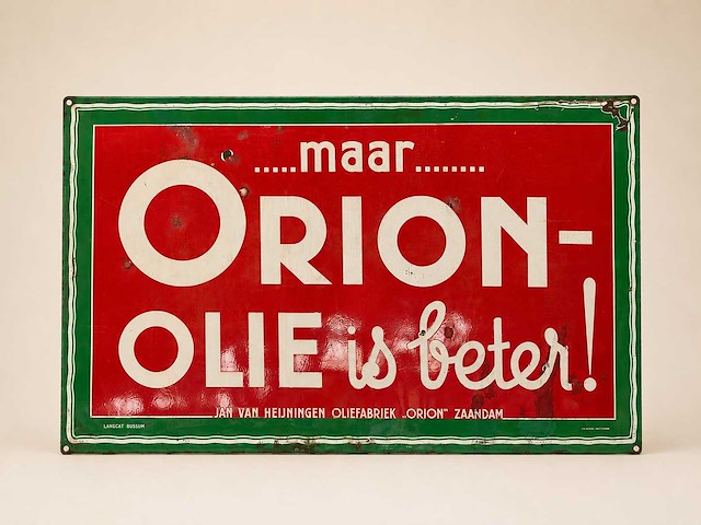 Orion olie reclamebord - afbeelding 1 van  1