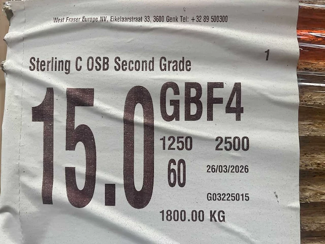 Osb plaat 2500 x 1250x 15 mm gbf4 (60x) - afbeelding 4 van  12