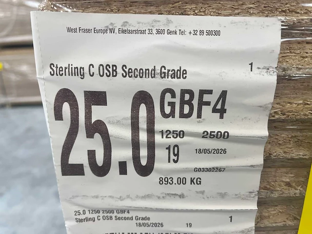 Osb plaat 2500 x 1250x 25 mm gbf4 (19x) - afbeelding 4 van  10