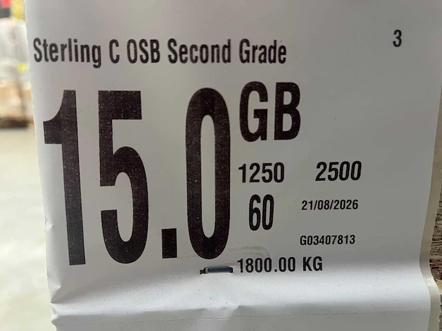 Osb plaat 2500x1250x15mm gb (60x) - afbeelding 2 van  10