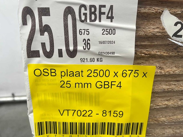 Osb plaat 2500x675x25mm gbf4 (36x) - afbeelding 7 van  7