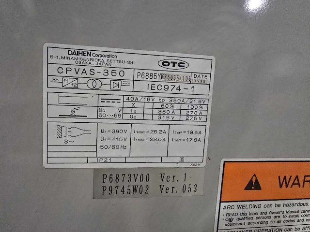 Otc - cpvas 350 - diverse lasmachines - afbeelding 8 van  8