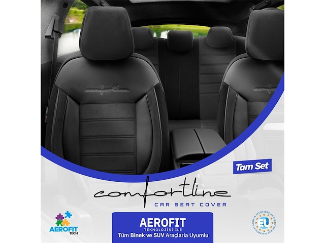 Otom stoelhoezenset comfortline 8 mm leer/textiel zwart 11-delig - afbeelding 3 van  4