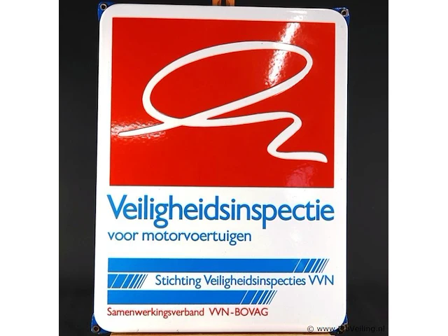 Oud emaille reclamebord voor de veiligheidsinspectie van motorvoertuigen van vvn en bovag - afbeelding 3 van  6
