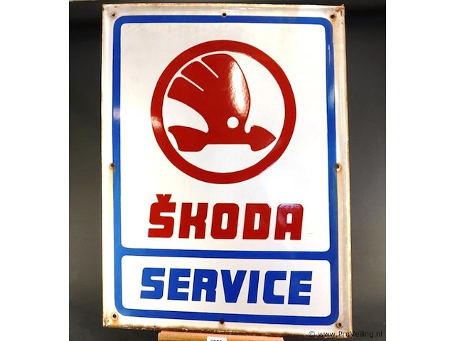 Oud emaillen bord skoda service - afbeelding 1 van  6