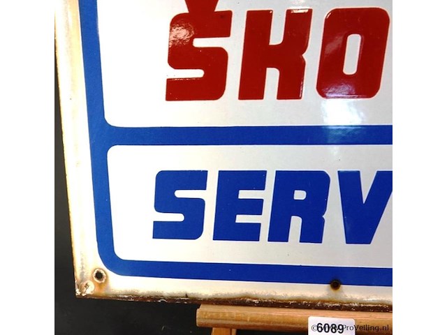Oud emaillen bord skoda service - afbeelding 2 van  6