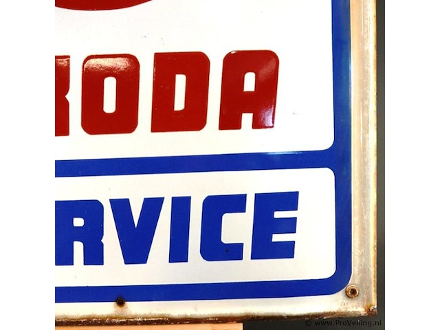 Oud emaillen bord skoda service - afbeelding 3 van  6