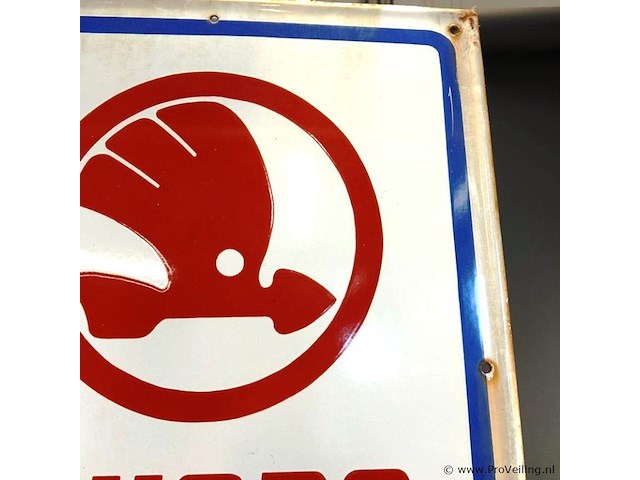 Oud emaillen bord skoda service - afbeelding 4 van  6